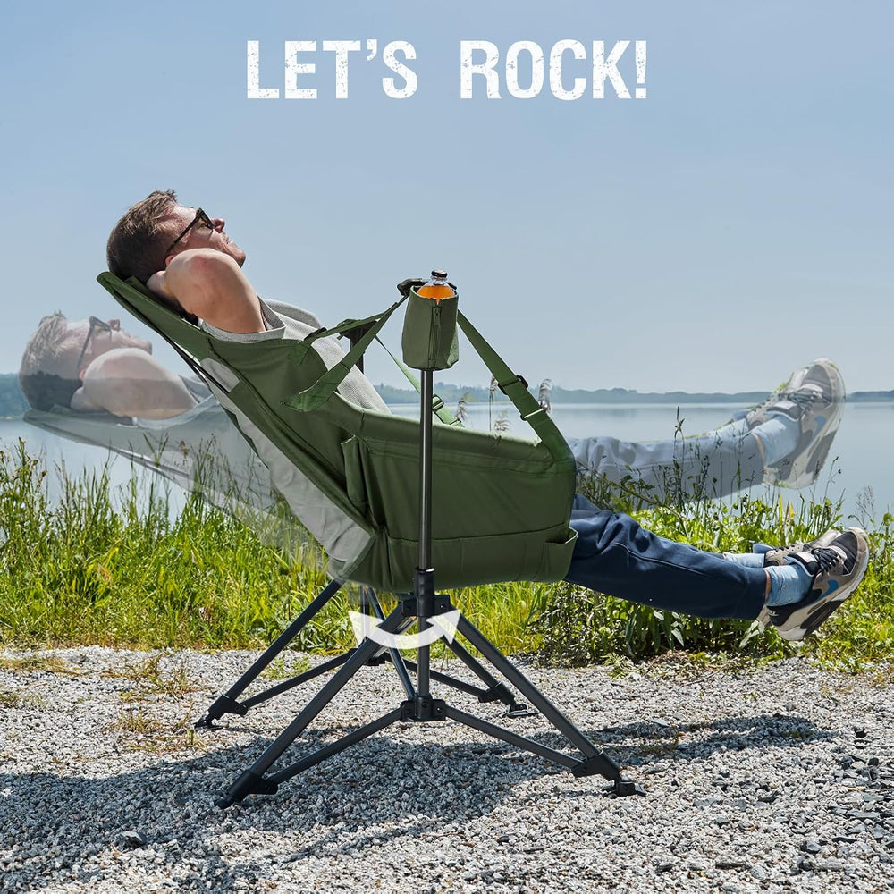 Portal Hammock Camping Chair, Mesh High Back, 400 lbs Adjustable, Green