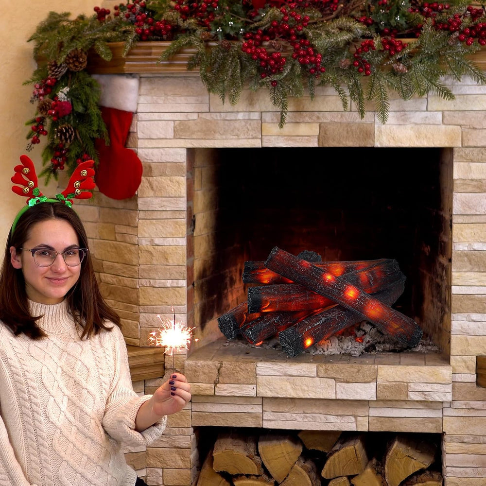 Tuanse 6 Pcs 13 in Christmas Fireplace Logs Flameless Fake Logs