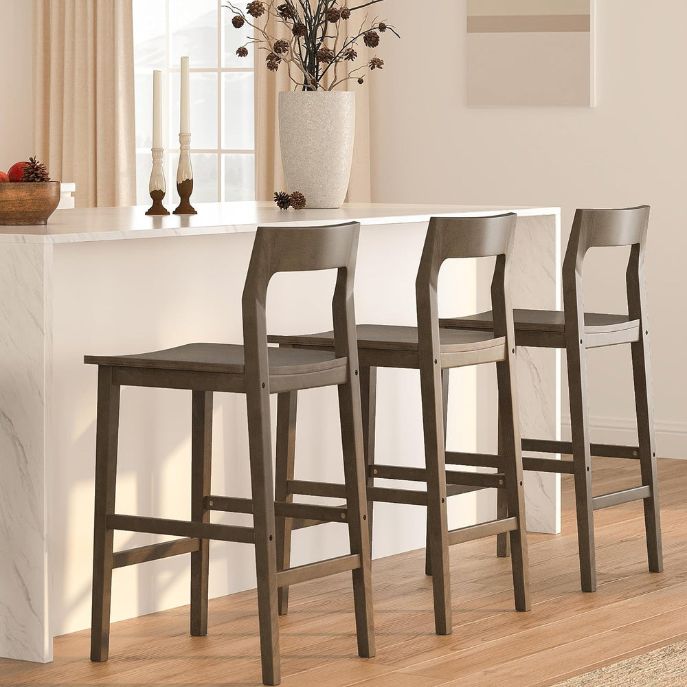 EYYTHUNG Basics Bar Stools Set of 4, Farmhouse 25” Counter Height Stools with...