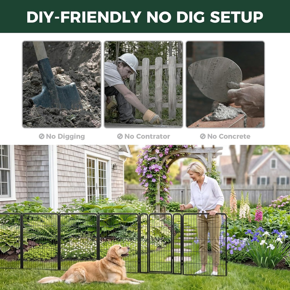 FXW No Dig Garden Fence, Outdoor for Yard, 40in(H) x 36.4ft(L), 16 Panels