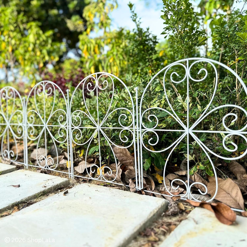 ShopLaLa Garden Fence (10 Panels) 12.5inx16.5in White Metal Wire Fencing
