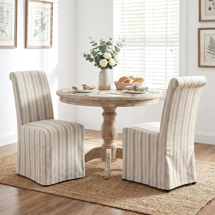 chairus Slipcovered Upholstered Parsons Dining Chairs Set of 2, Stripe