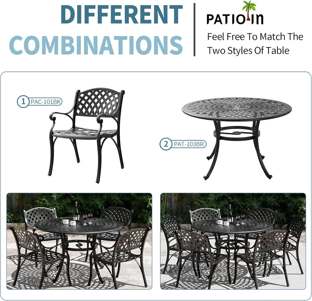 Aluminum Patio Chairs Set of 4, Metal Outdoor Chairs, Patio Dining Chairs wit...