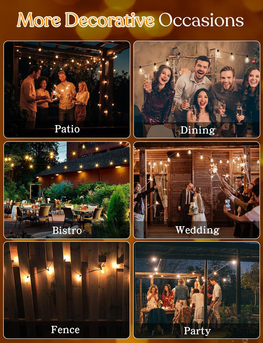 YOYONACY 200FT Outdoor Lights for Patio – Dimmable String Lights for Outside ...