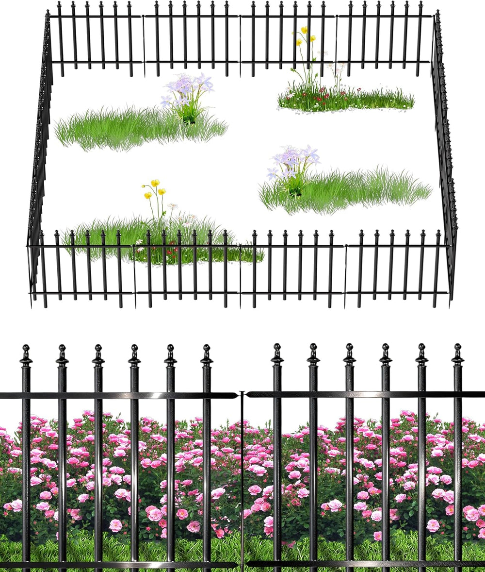 10-Panel Strong Dog Fence, 32in H x 24ft L, Thickened Hollow Iron Tubes, High...