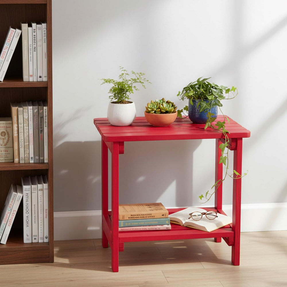 Shine Company Providence Rectangular Solid Wood Side Table, Outdoor Adirondac...