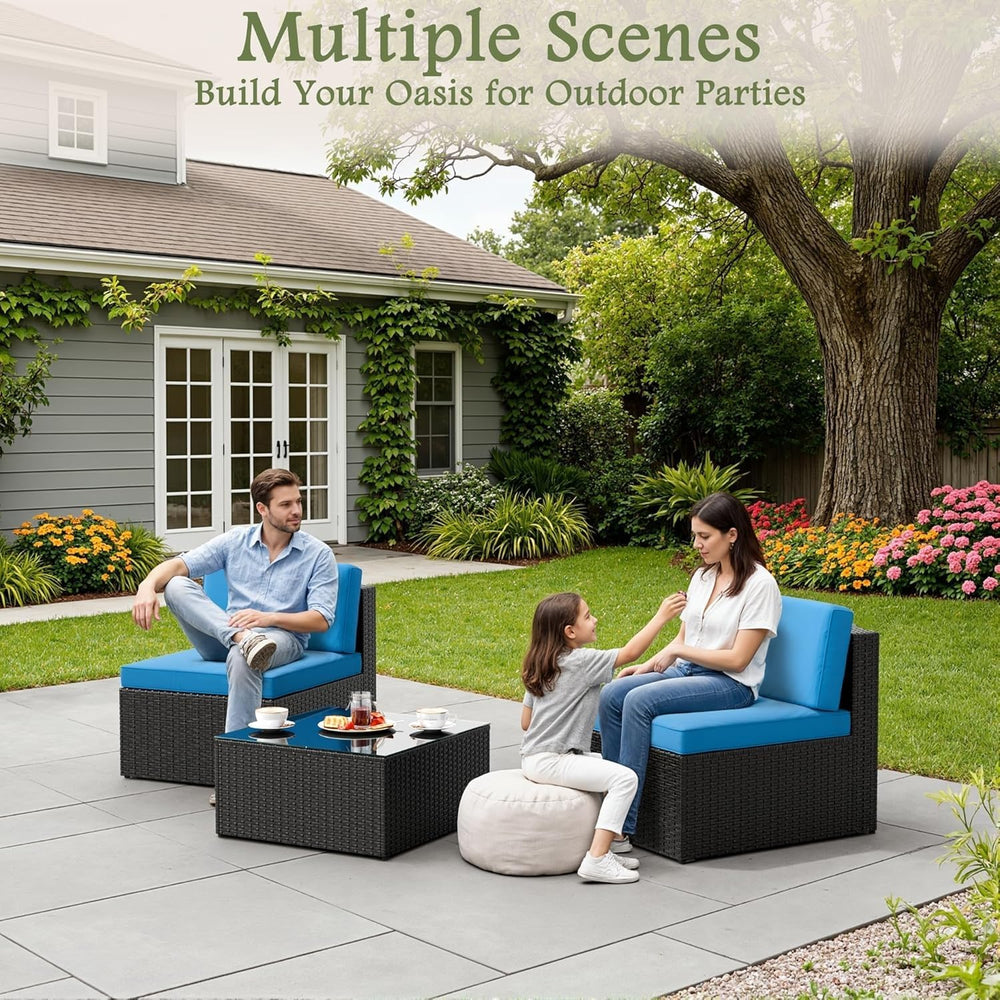 Devoko 3 Pieces Outdoor Patio Conversation Sets, Couch Sectional Sofa