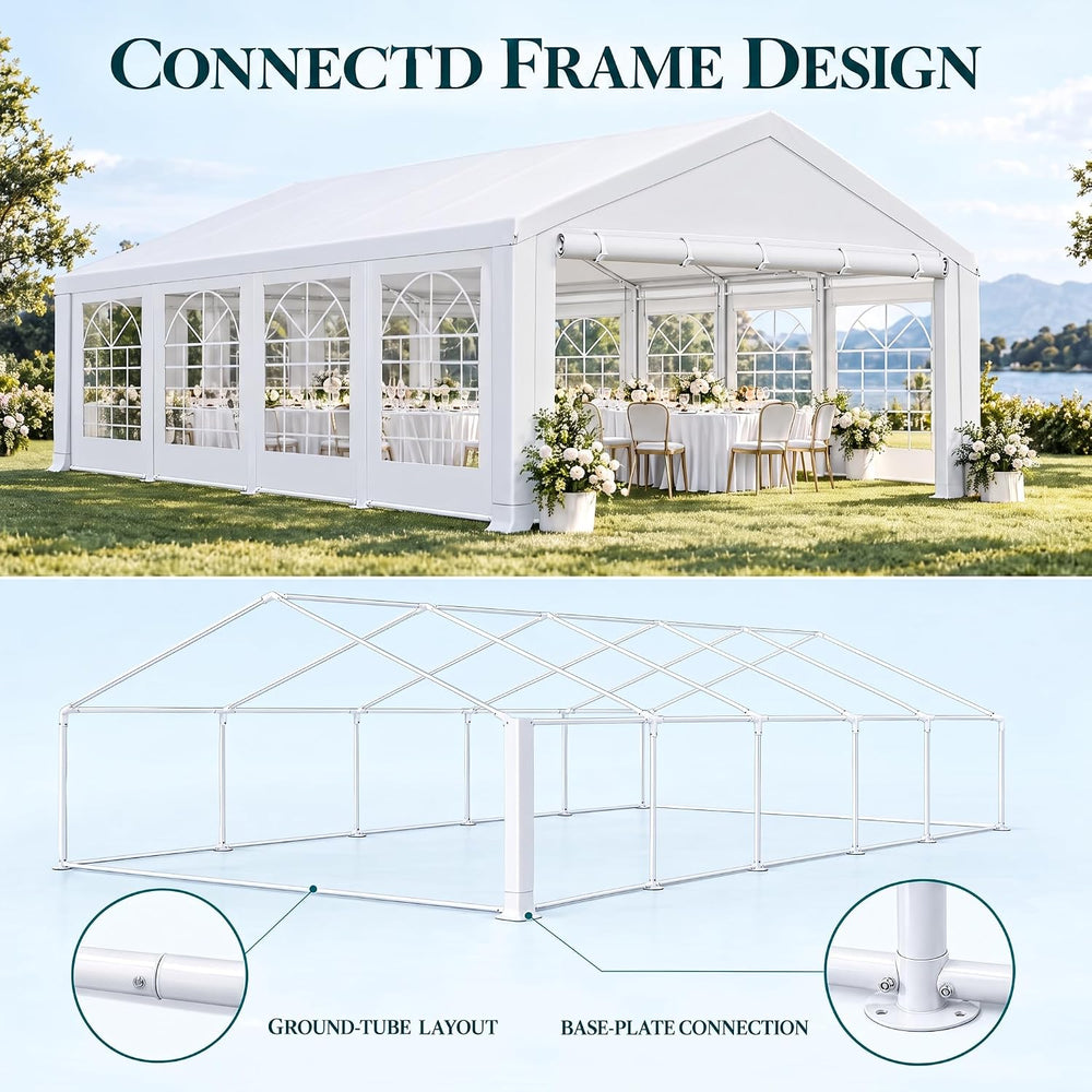 TOOLUCK 20x30 Outdoor Party Tent Heavy Duty Waterproof Canopy Shelter with 8 ...