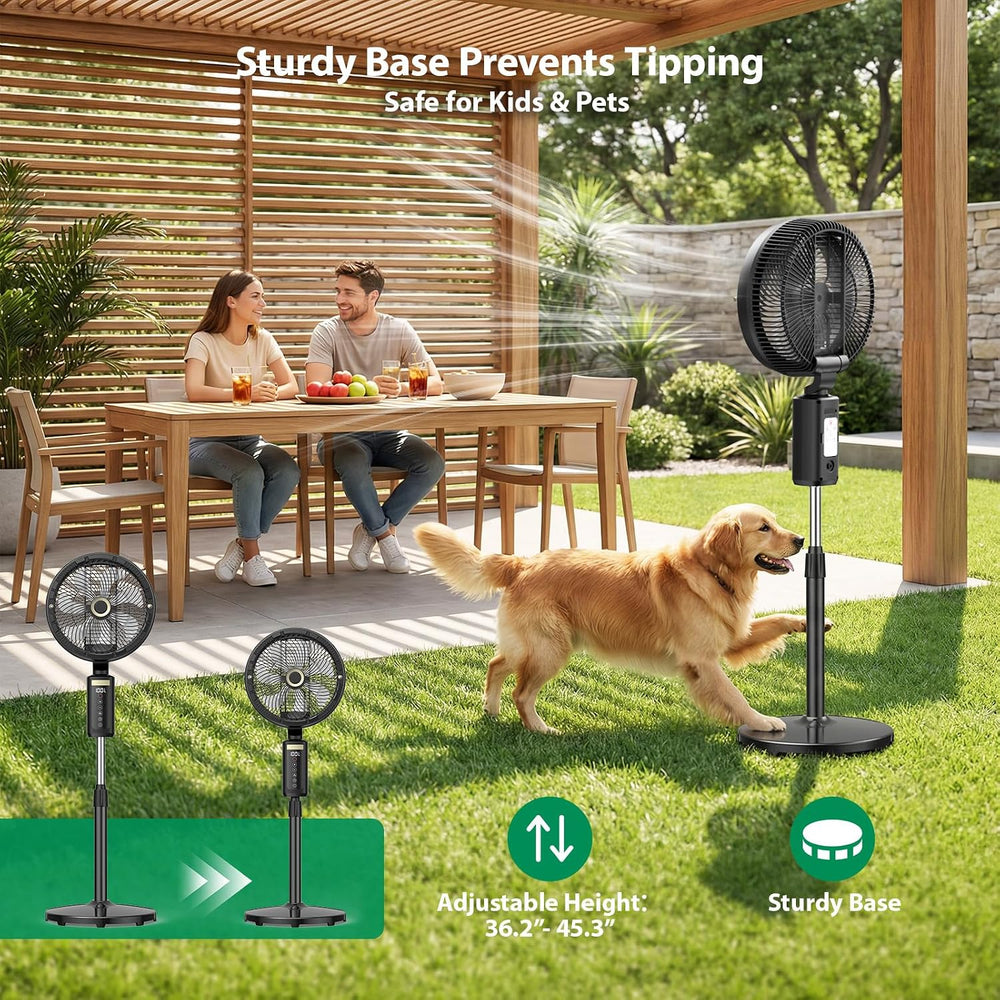 Ausic Outdoor Misting Fan for Patio, 【Max 50H】 Rechargeable Oscillating Fan