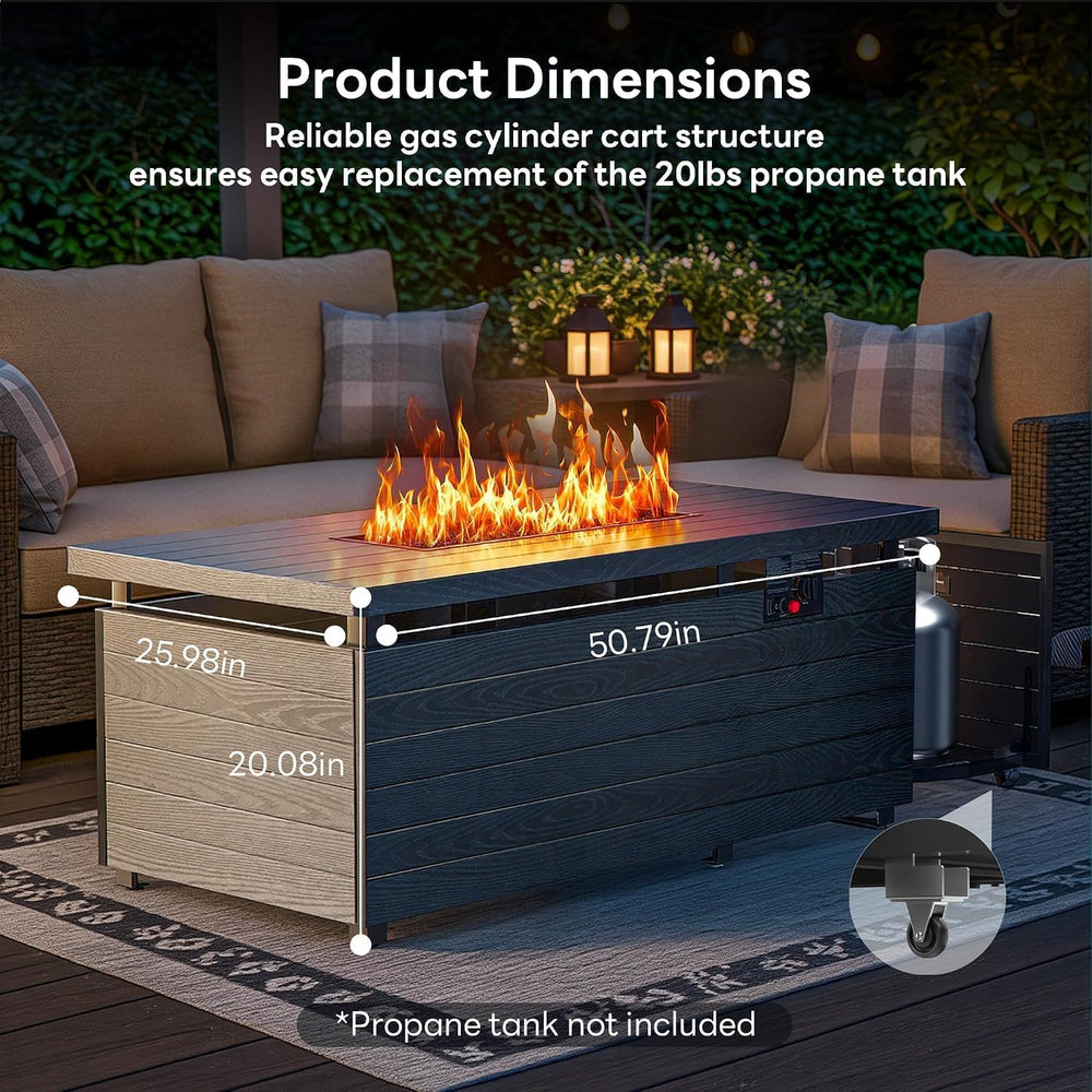 51” Outdoor Propane Fire Pit Table, 50000 BTU 4-in-1 Gas Fire Pits, Gray