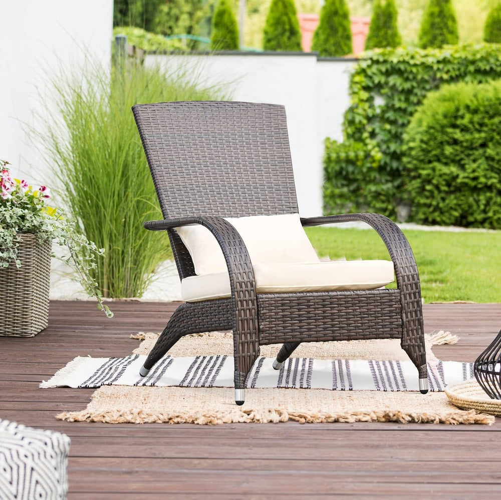 Outdoor Patio Wicker Adirondack Chair Outside Fire Pit Chairs Oversized Comfy...