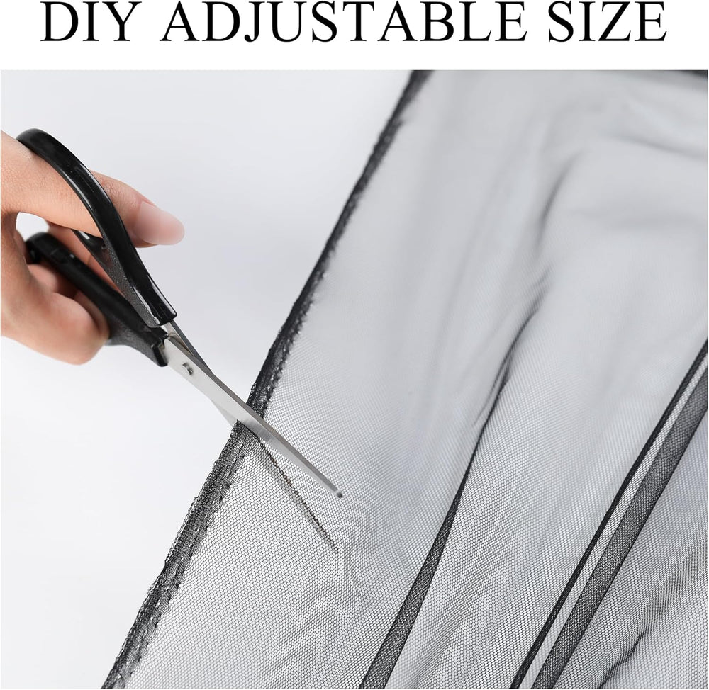 Extra Wide Outdoor Curtains Waterproof Black Voile Mesh Screen Lightweight Pr...