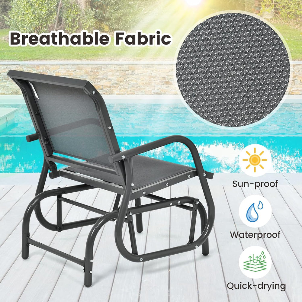 DORTALA Swing Glider Chair, Outdoor Rocking Chair w/Study Metal Frame, Comfor...