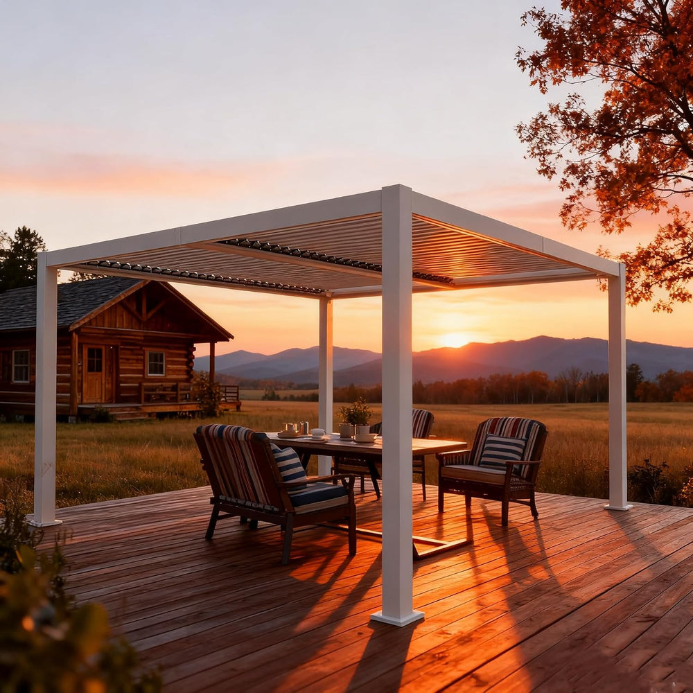 Kozyard Outdoor Louvered Pergola 10' x 12' Sun Shade Aluminum Patio S...