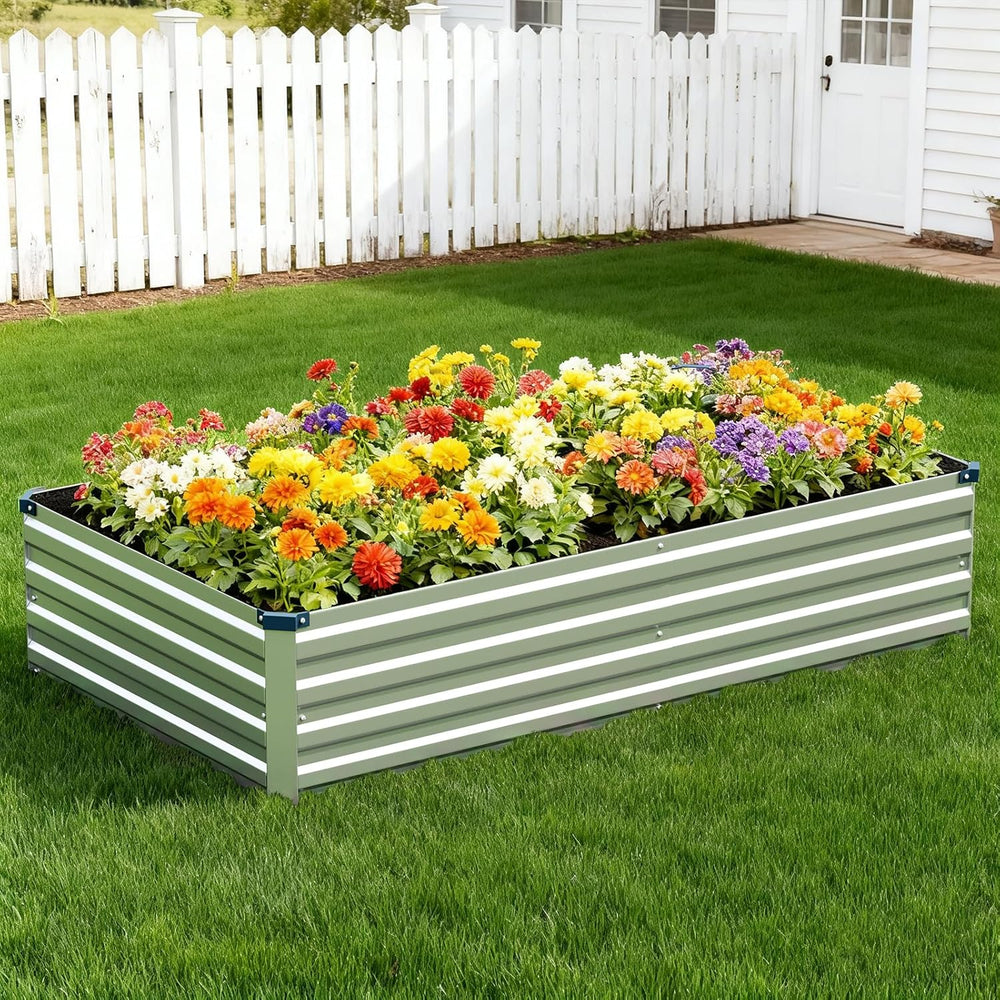 Vengarus 2PCS 9x3x1ft Galvanized Raised Garden Beds Kit,Planter Box Silver
