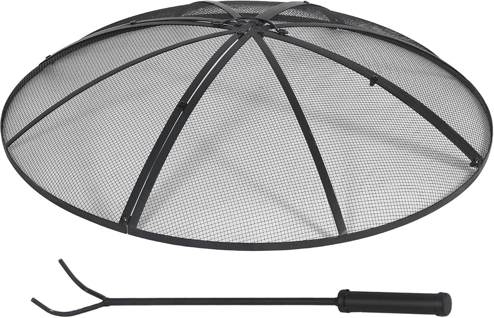Fire Pit Spark Screen 40 Inch Cover Round, Heavy Duty Collapsible Outdoor Fir...