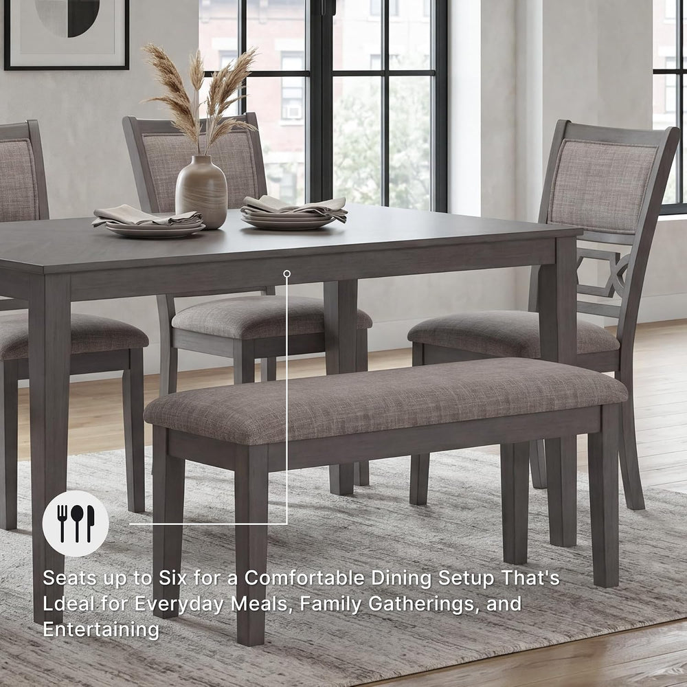 Signature Design by Ashley 6-Piece Wood Dining Table Set with Bench, Gray