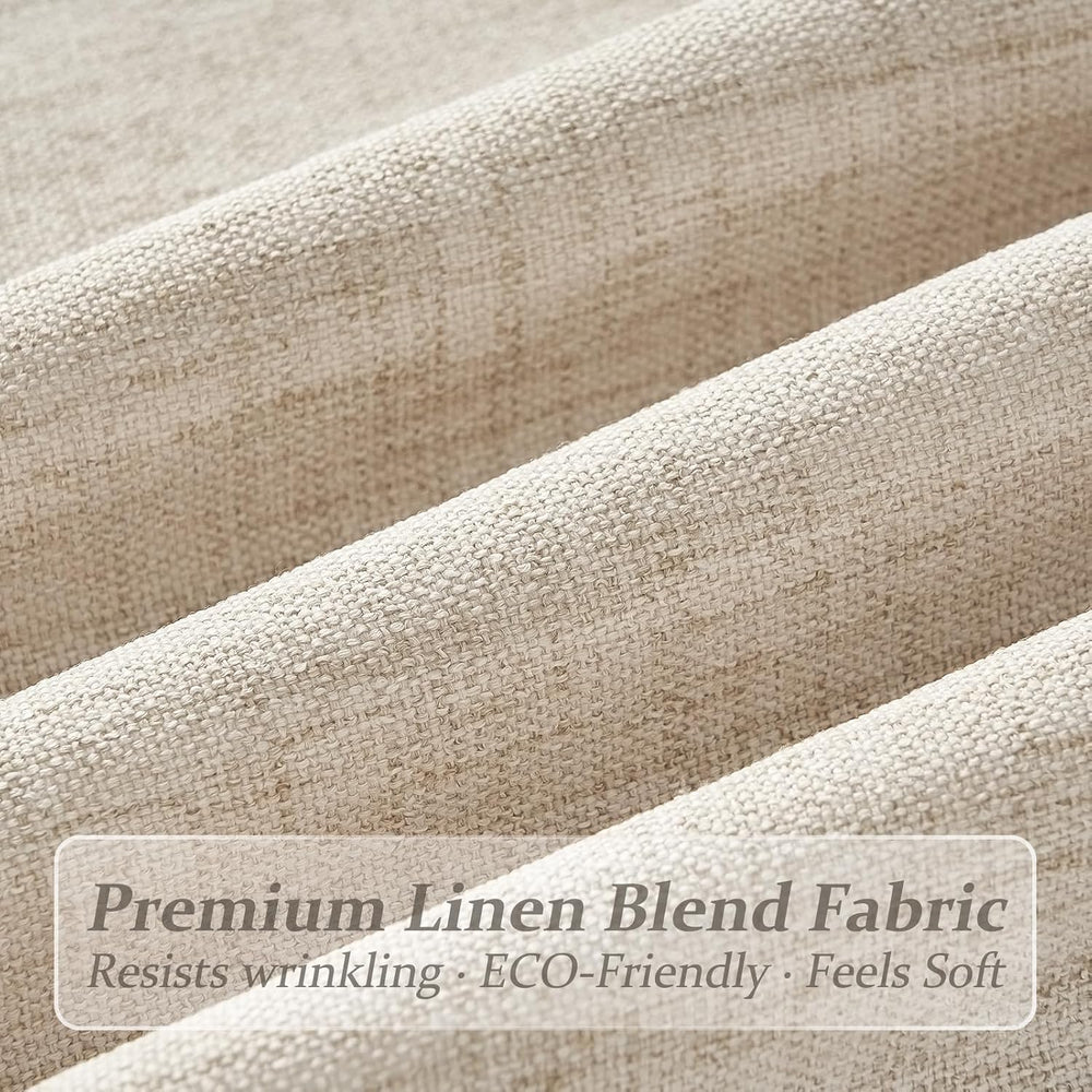 Pinch Pleated Semi Sheer Natural Linen Curtains 96 Inches Long for Living Roo...