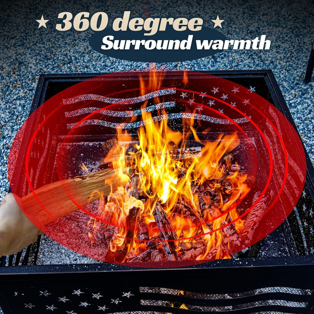 Verdeluxe Outdoor 32Inch Square-Shaped Fire Pit with Spark Screen
