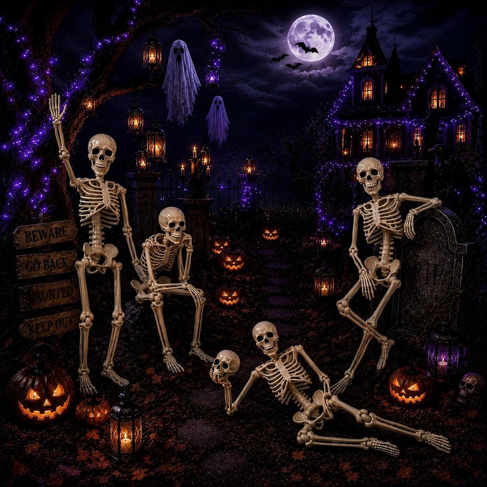 5.4 ft Posable Halloween Skeleton Decorations,Human Bones for Halloween Party...