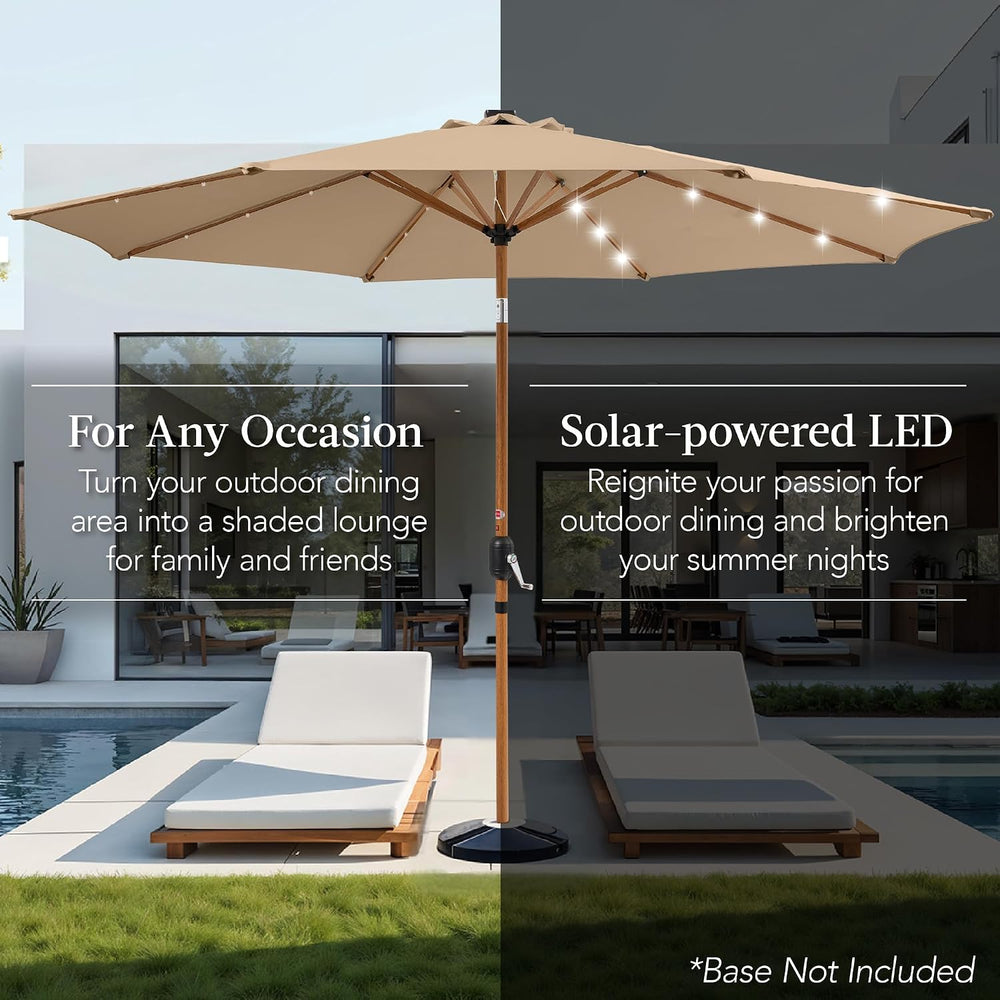 Best Choice Products 10ft Solar Polyester LED Lighted Patio Umbrella w/Tilt A...