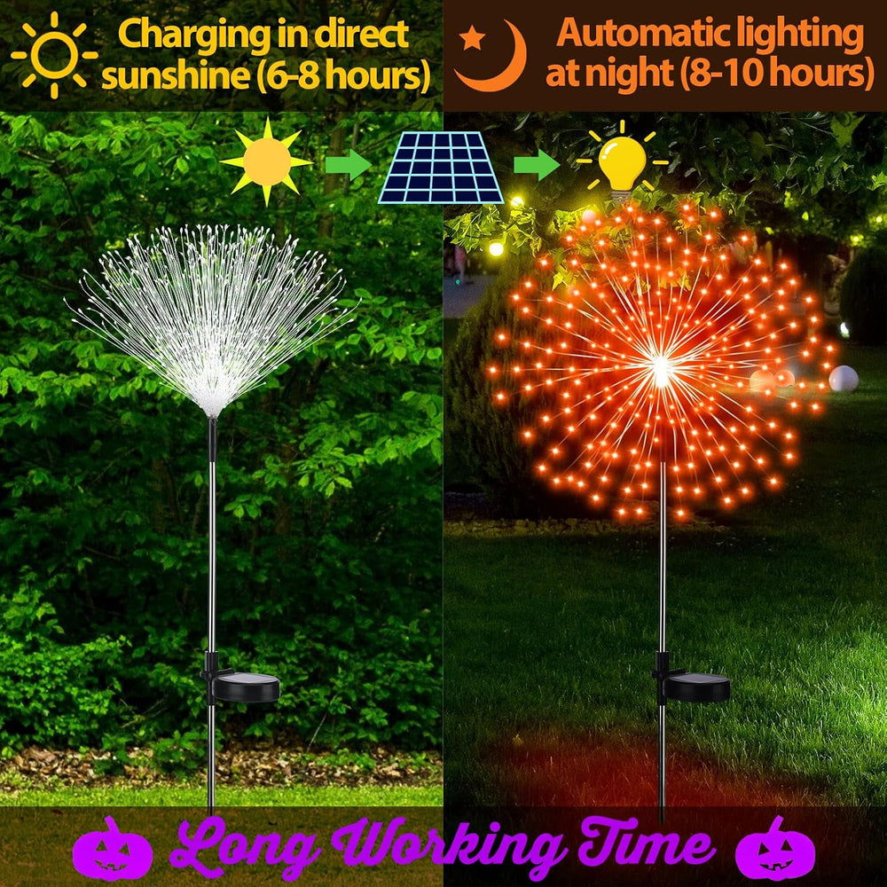 Tujoe 4 Pack Halloween Solar Firework Lights Decoration Orange, Purple
