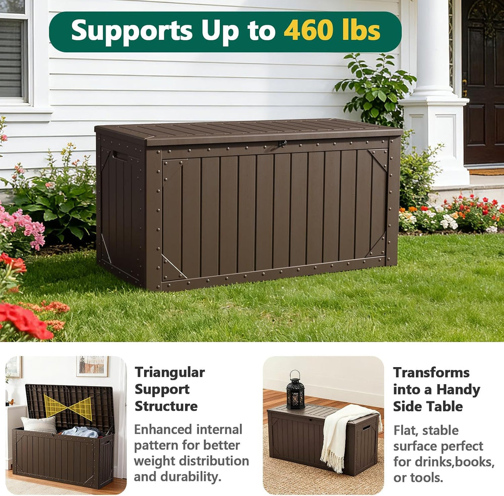 Outdoor Storage Box, 98 Gallon Deck Box, Outdoor Storage Bench, Waterproof Re...