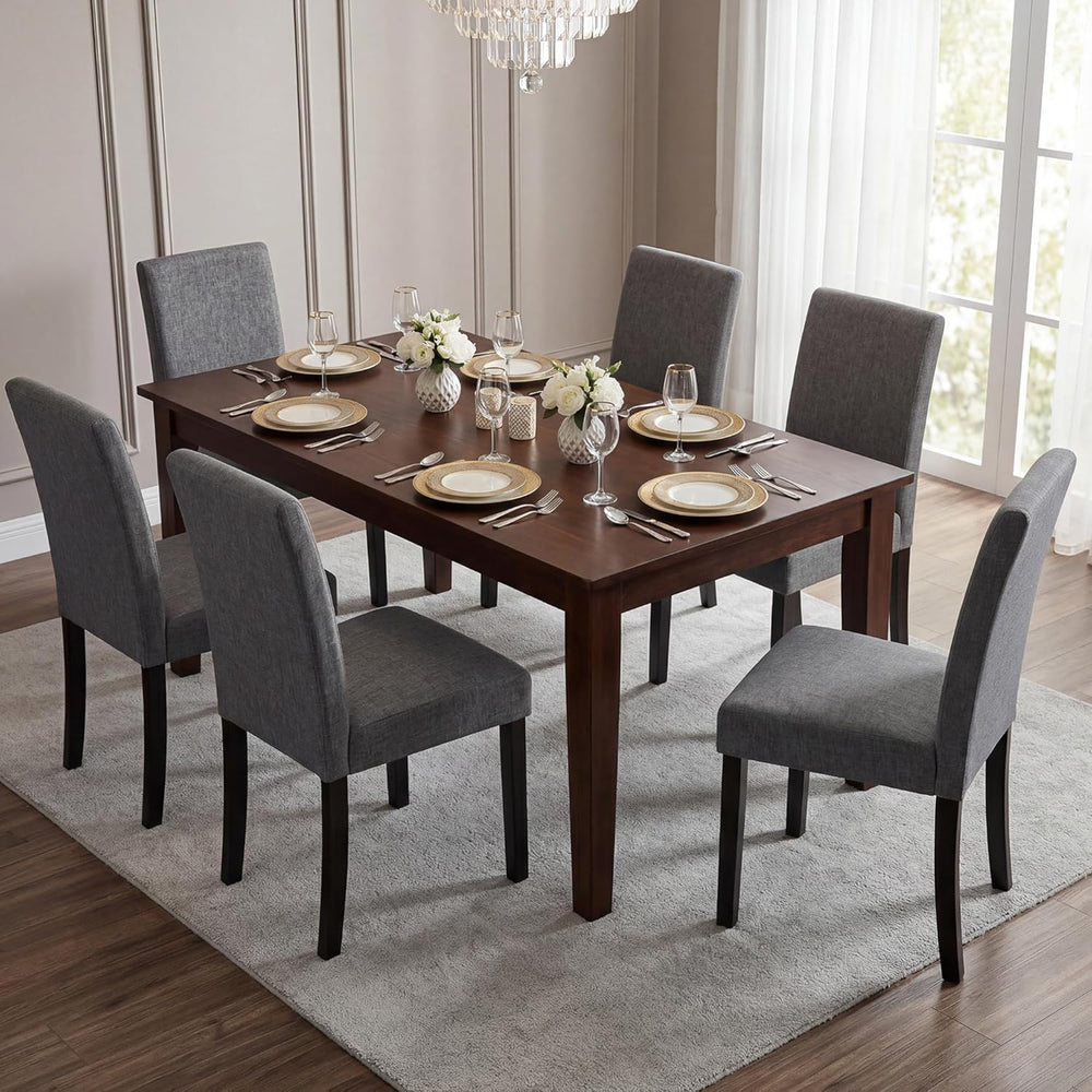 LSSBOUGHT Modern Dining Chair Set of 2 Urban Style Linen Kicthen Chairs with ...