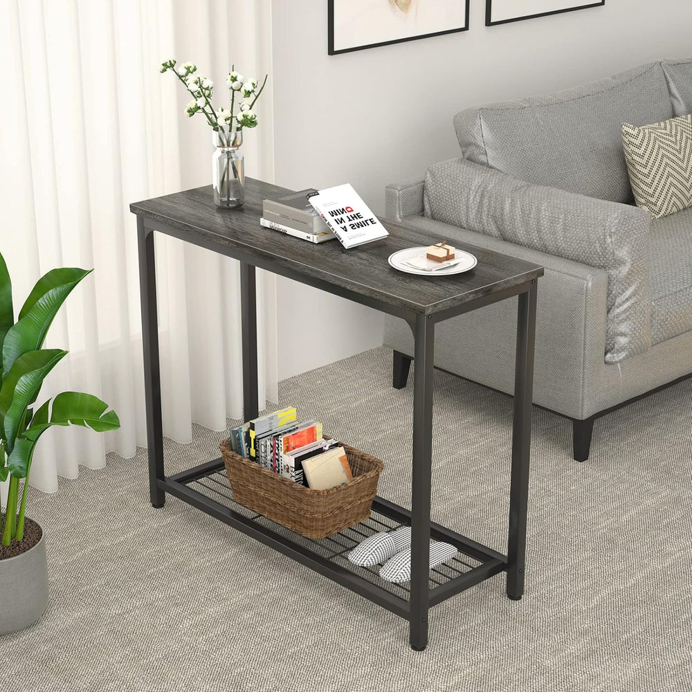 Ecoprsio Console Table Sofa Table with Mesh Shelves, 2 Tier Entryway Table Fo...