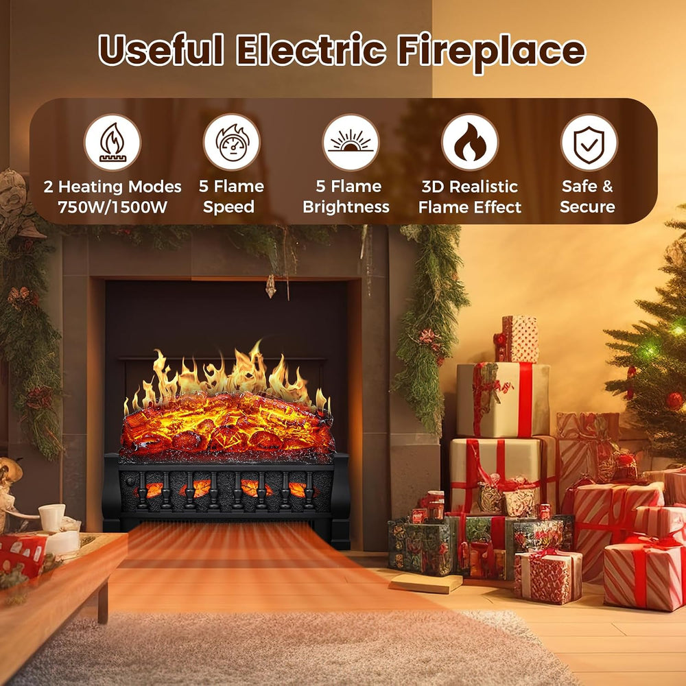 21 Inches Electric Fireplace Insert Log Heater Set, Freestanding Heater with ...