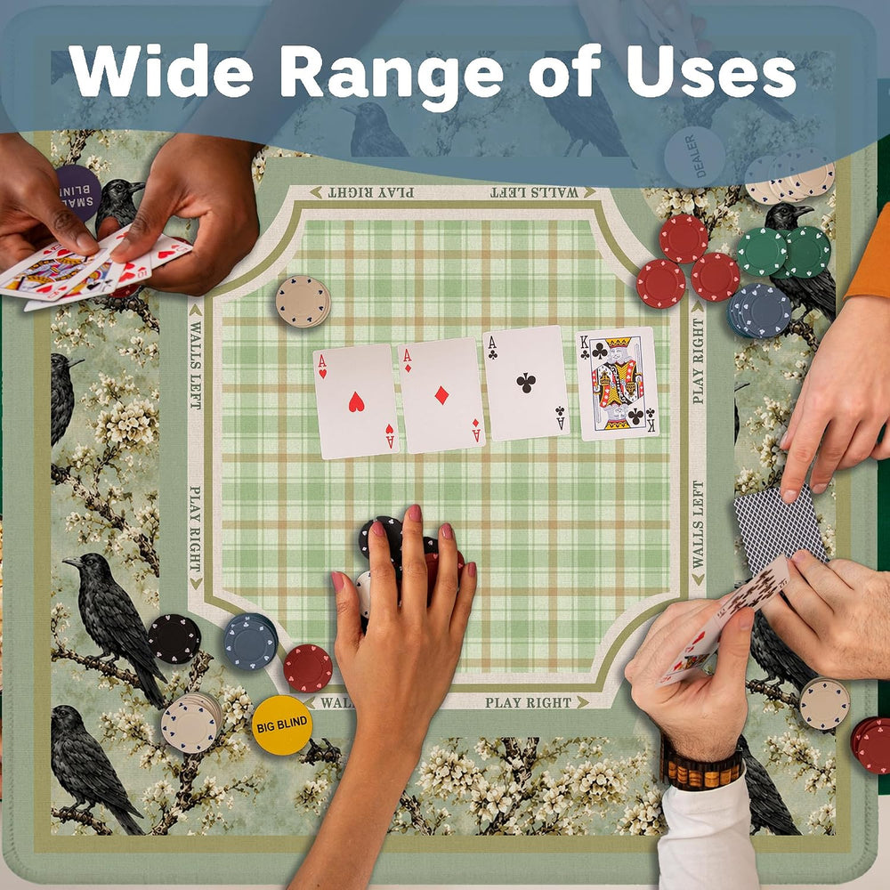 Green Halloween Raven Floral Mahjong Mat for Table 31.5 x 31.5 in