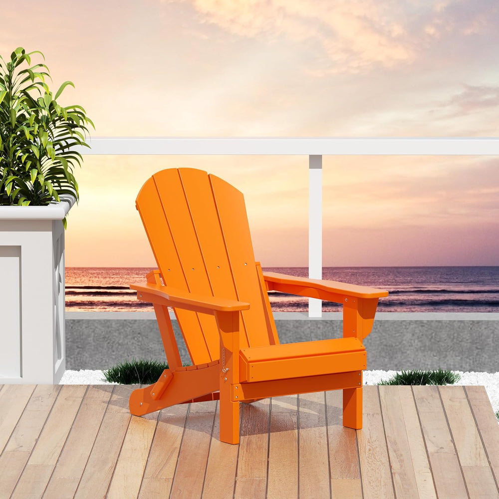 WO Home Furniture Laguna Folding Adirondack Chair, HDPE Patio Chair, All Weat...