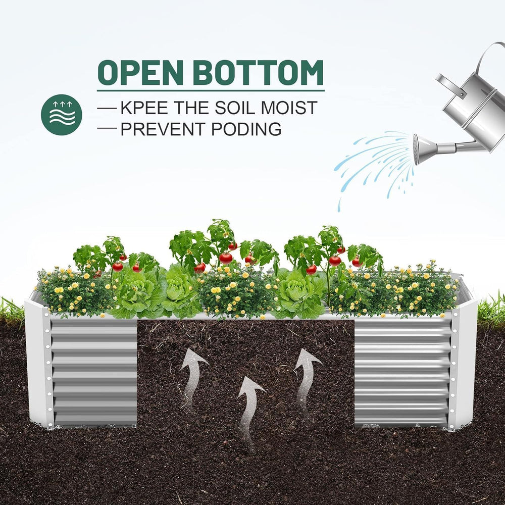 Land Guard 2 Pack 8×4×2ft Galvanized Raised Garden Bed Kit, Galvanized Plante...