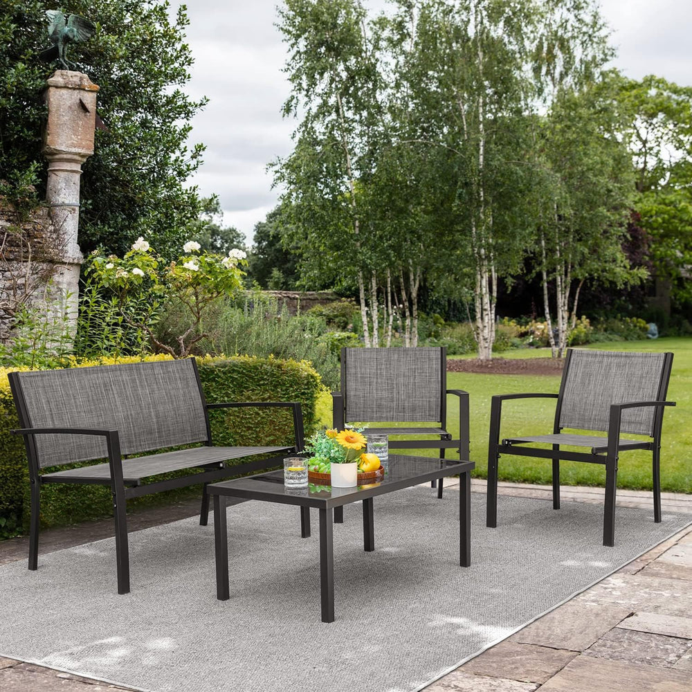Devoko 4 Pieces Patio Furniture Set Outdoor Garden Patio Conversation Sets Po...
