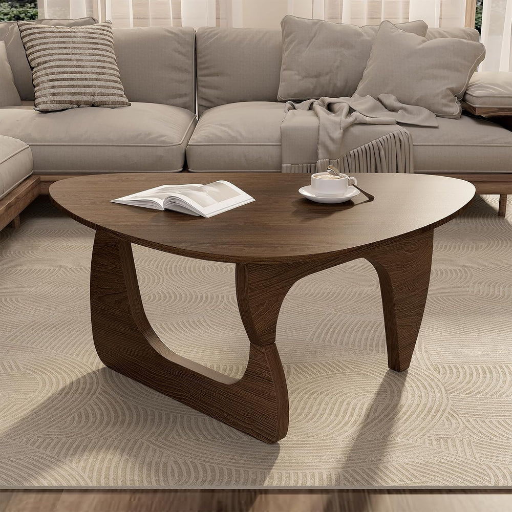 Modern Wood Coffee Table, Triangle Center Table with Premium Wooden Top& ...