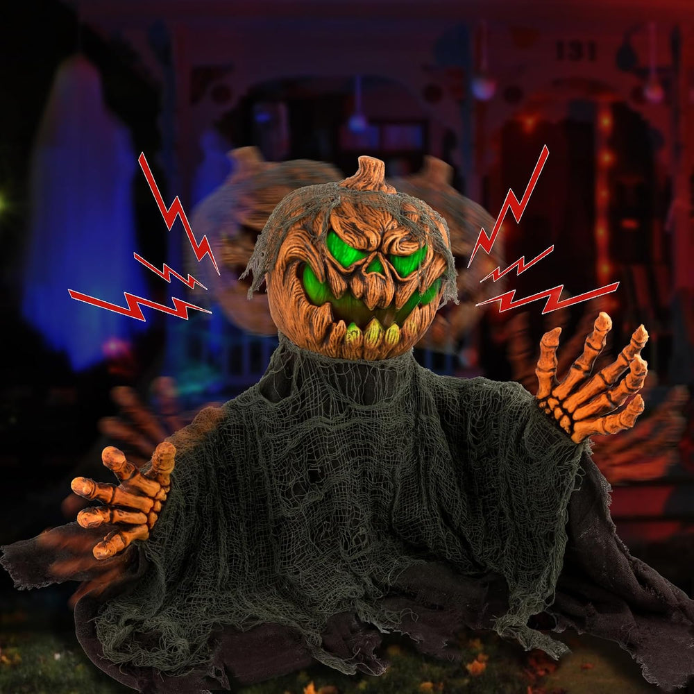 QEQEKAKA Halloween Animatronics Decorations Animated Pumpkin with Sound