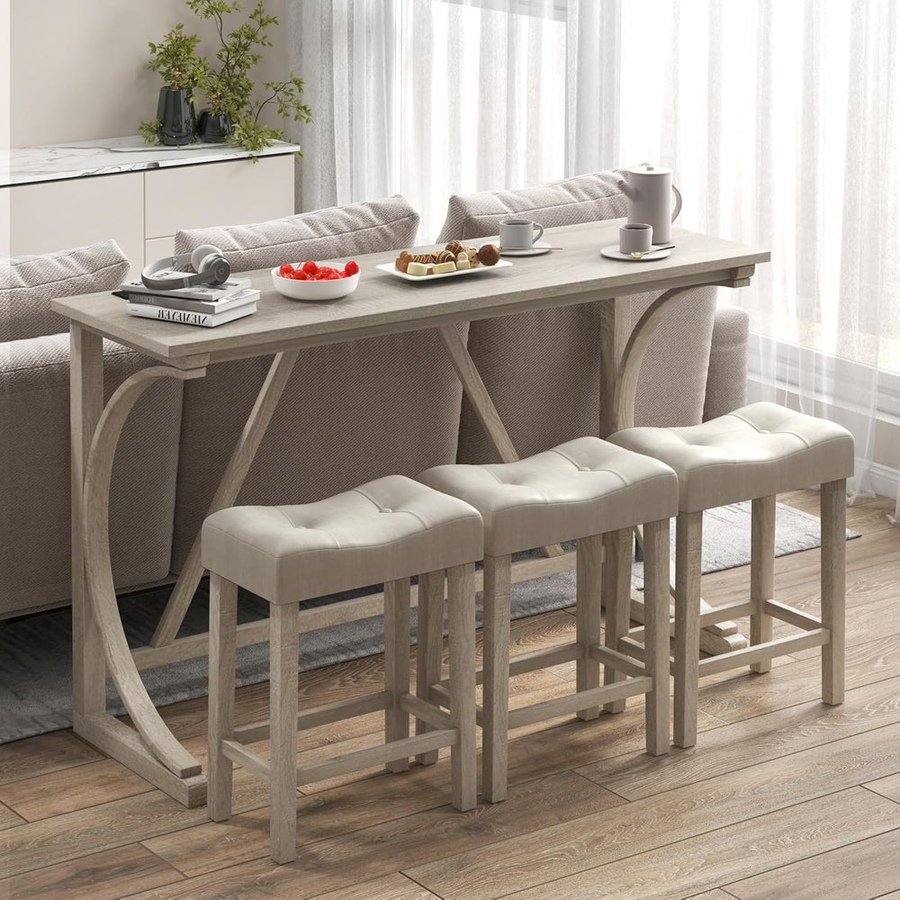 Tangkula 4-Piece Bar Table with Stools, Wooden Dining Bar Table & Chairs ...