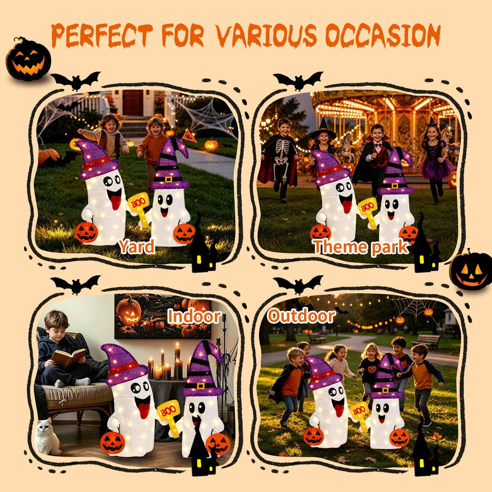 2 Pack 30Inch Halloween Decorations Outdoor Light Up Ghost Decor