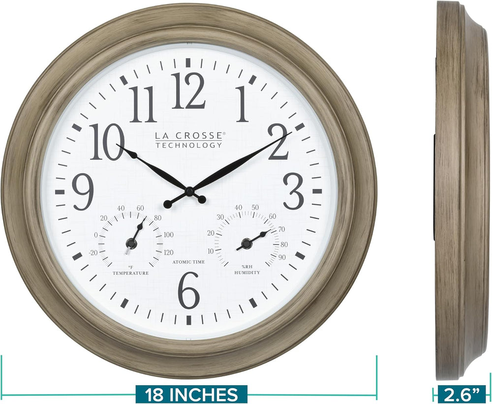 La Crosse Technology 404-18027-INT 18-inch Indoor/Outdoor Tan Atomic Analog W...