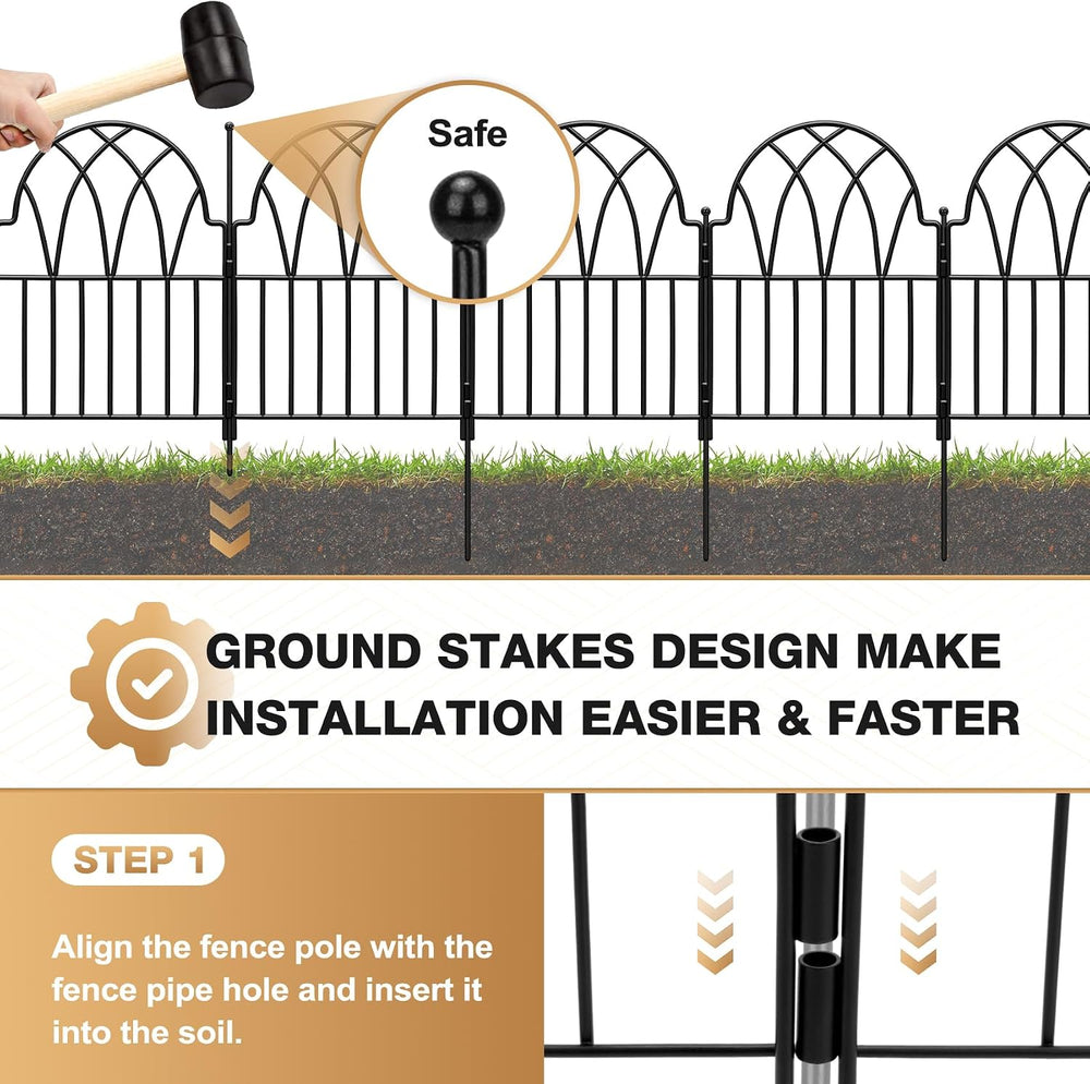 25 Pack Decorative Garden Fence Panels - 26.41Ft Arched Landscape Border with...