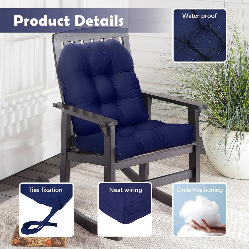 Waterproof Outdoor Chair Cushion Set of 2 Black Outdoor Wicker Patio Seat Pad...