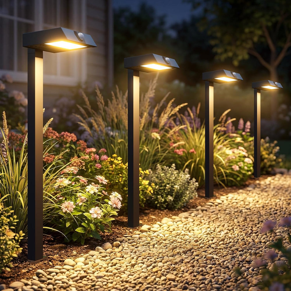 XMCOSY+ Solar Pathway Lights, 6 Pack Metal Motion Sensor Outdoor Lights