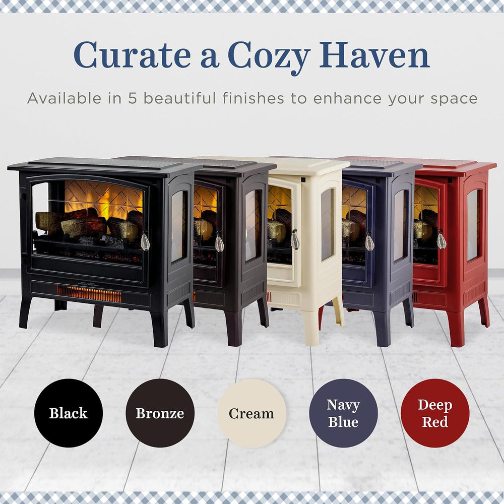 Country Living Infrared Freestanding Electric Fireplace Stove Heater in Cream...