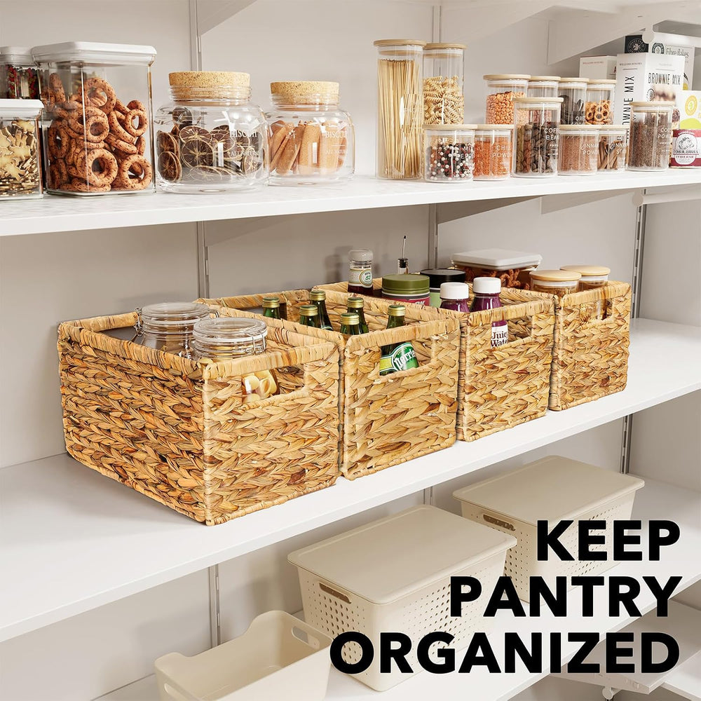 SpaceAid 4 Pack Wicker Basket, Storage Baskets for Organizing, Woven Rattan B...