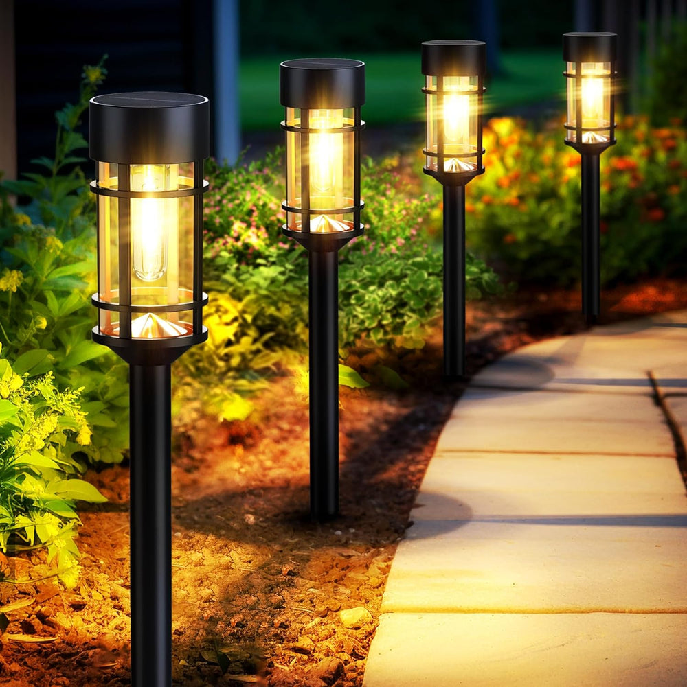 Mancra Solar Pathway Lights, 8 Pack LED Solar Lights Outdoor Waterproof, Glas...