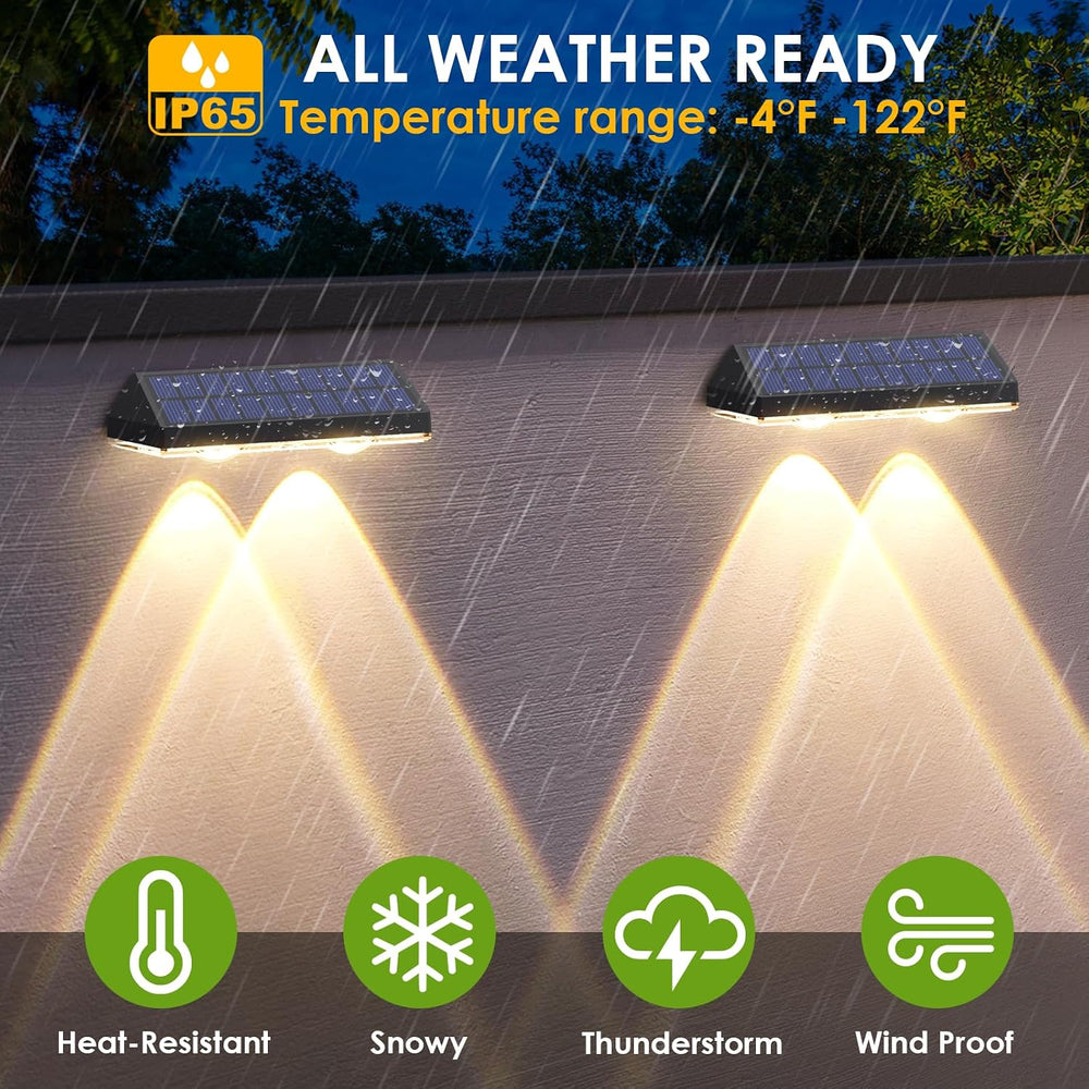 Solar Fence Lights Outdoor, IP65 Waterproof LED, 3 Mode, 12H, Black,12PK