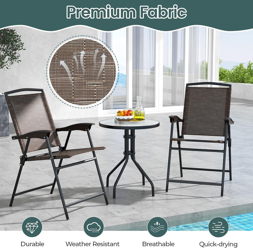 S AFSTAR 3-Piece Patio Dining Set, Steel Bistro Table and Chairs Set of 2 w/F...
