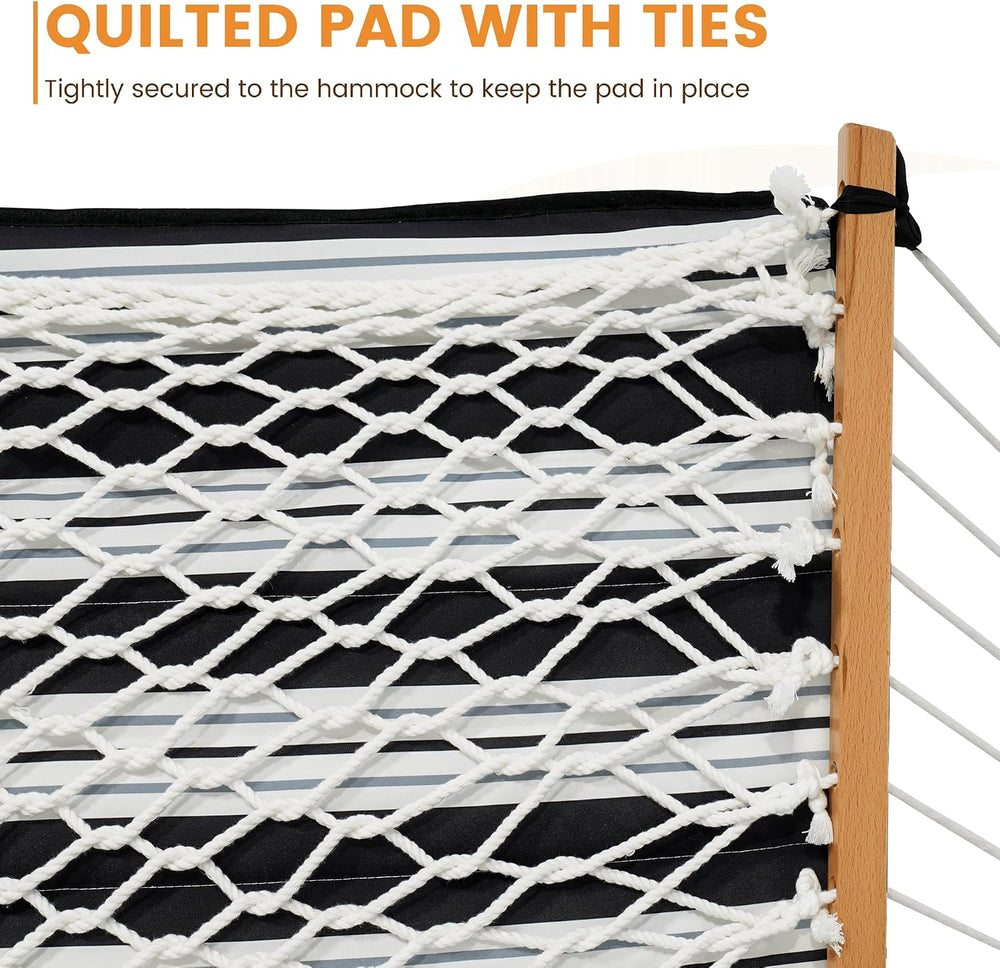 Lazy Daze Double Handwoven Rope Hammock with Pad and Pillow Set for Outdoor