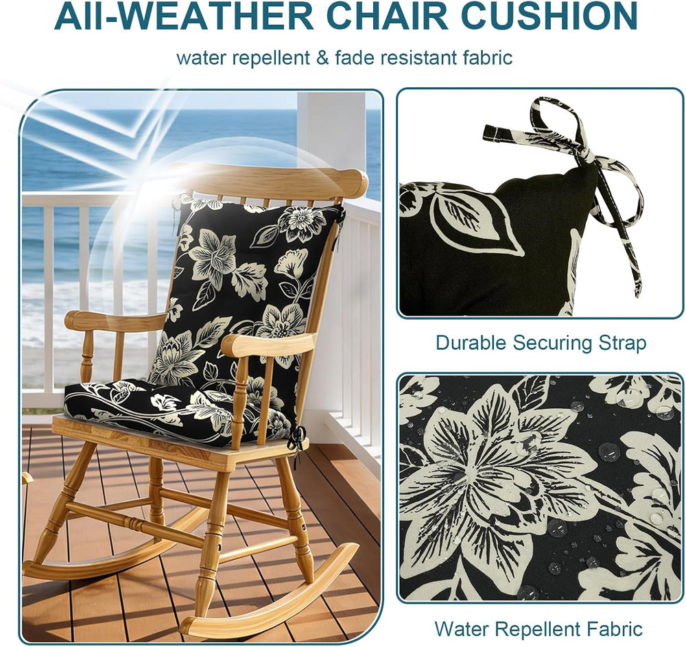 DYTXIII Set of 2 Rocking Chair Cushions for Outdoor/Indoor Use,Water Resistan...