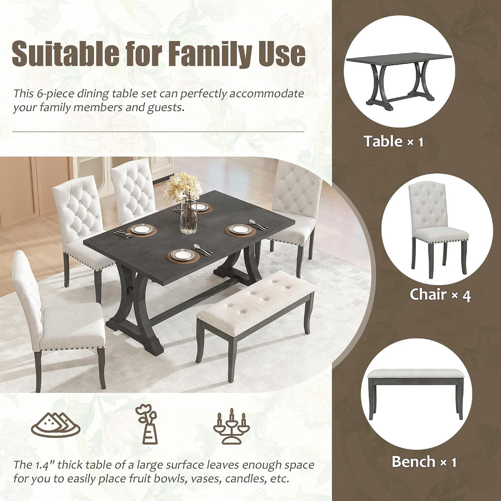 Harper & Bright Designs Classic and Traditional Style 6 - Piece Dining Se...